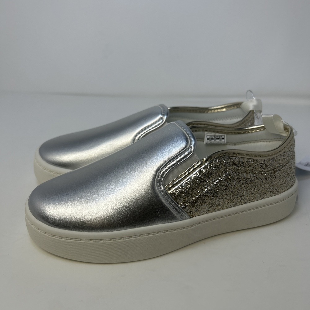 Carter's Kid's Metallic Slip-On Nettie Casual Shoes‎ Silver/Gold Size 1 NWT